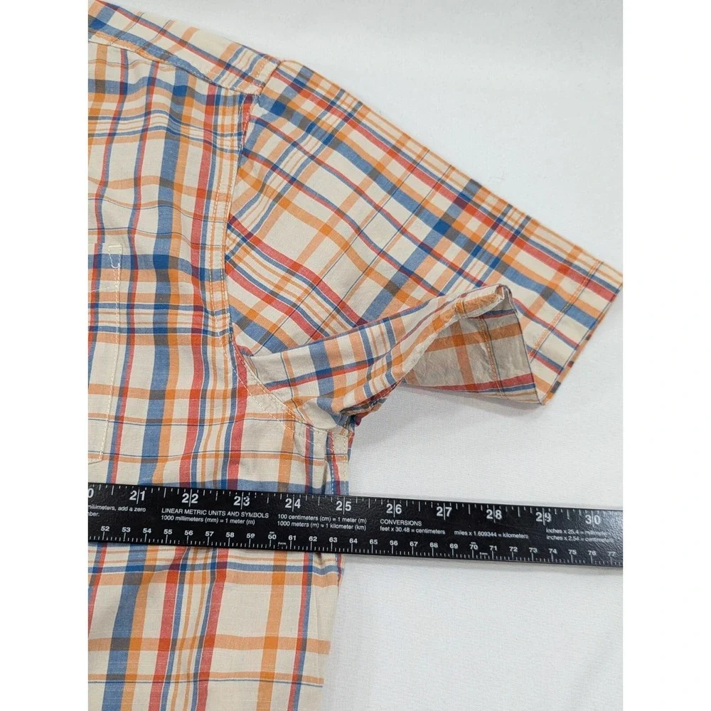 prAna Standard Fit Plaid Button Up Short Sleeve Shirt Size XXL‎ 2XL Mens EUC